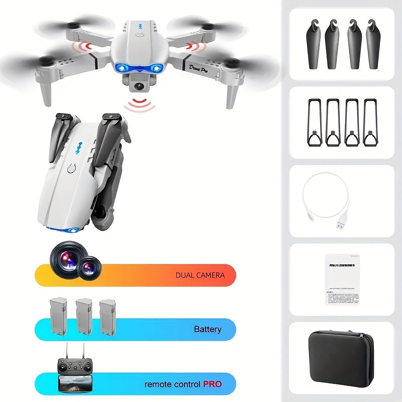 Riyufa E99 Dual Camera Drone with Wi-Fi, Remote Control - Indoor Flight Toy, Perfect for Beginners, Includes 3 Batteries & Mobile App - Ideal Gift for Halloween, Christmas, New Year, RIYUFA