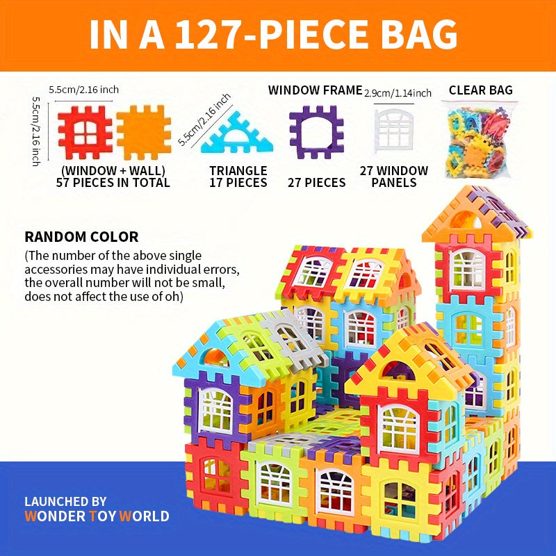 127pcs Kids Building Blocks Set, Educational PP Plastic