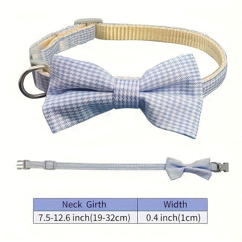 1pc Adjustable Plaid Cat Collar with Bow Tie