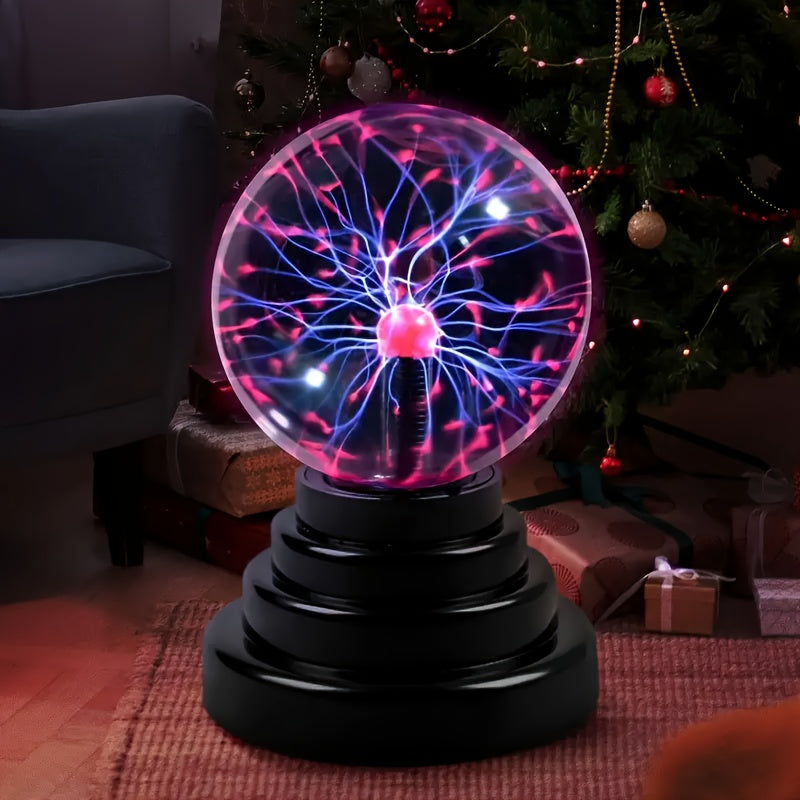 Interactive Plasma Globe light source with Touch & Sound Control - USB Powered, Polished Finish, Ideal for Bedroom Decor