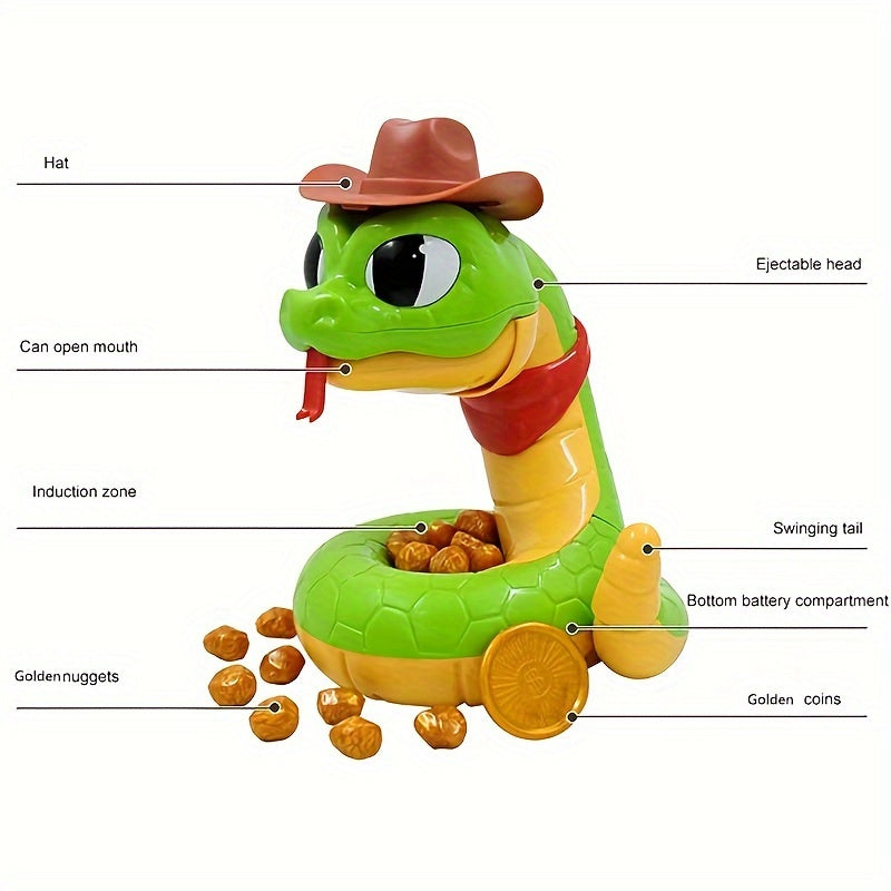 Hilarious Rattlesnake Game - Steal the Golden Coin Before He Strikes, Novelty Green Plastic Toy