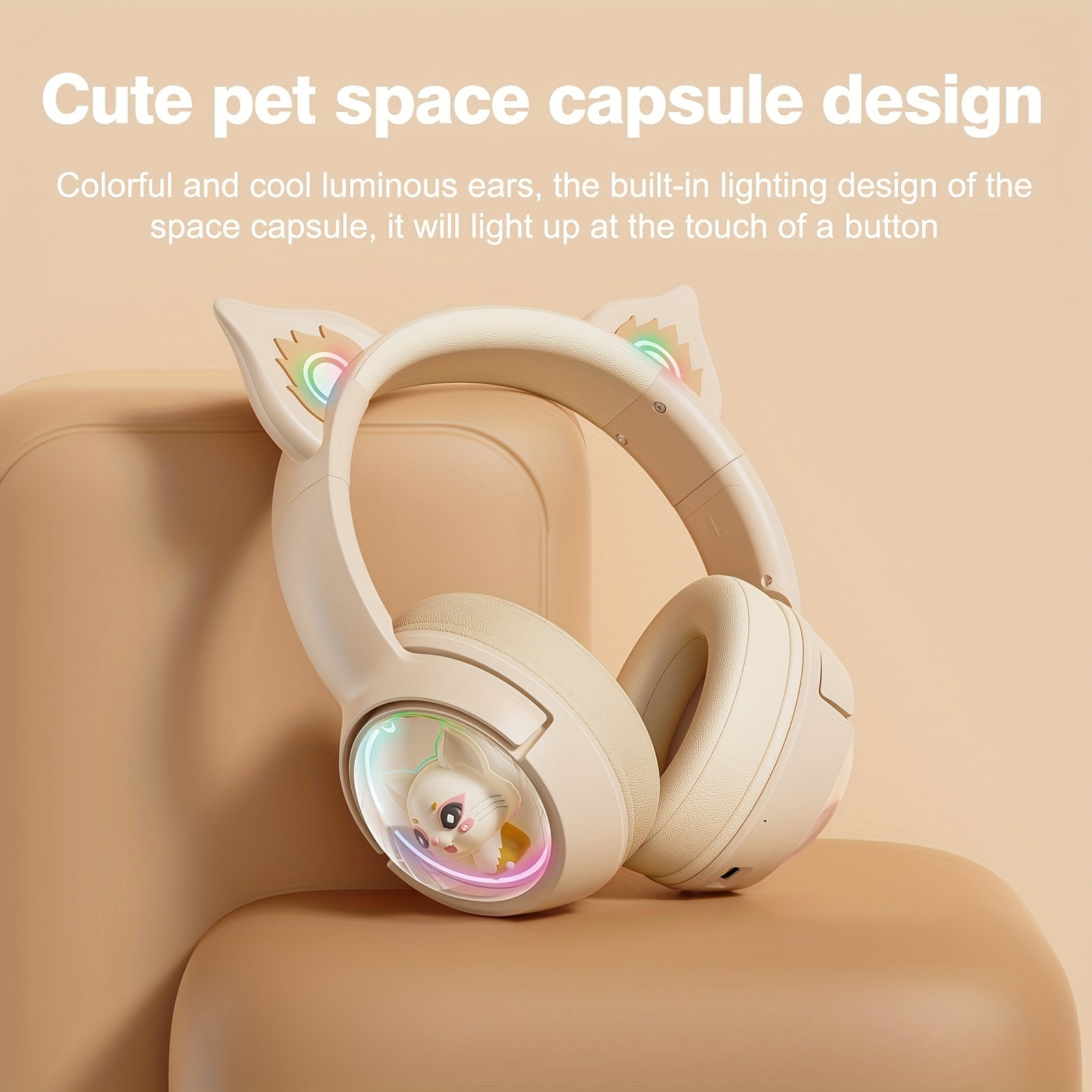 ONIKUMA Wireless Gaming Headset, Cute Cartoon Design, Low Latency, Built-in Mic, Dual Power USB/Battery, Plastic, for PC, PS, Laptops, Cell Phones - Office & Gaming Compatible, No Charger Included