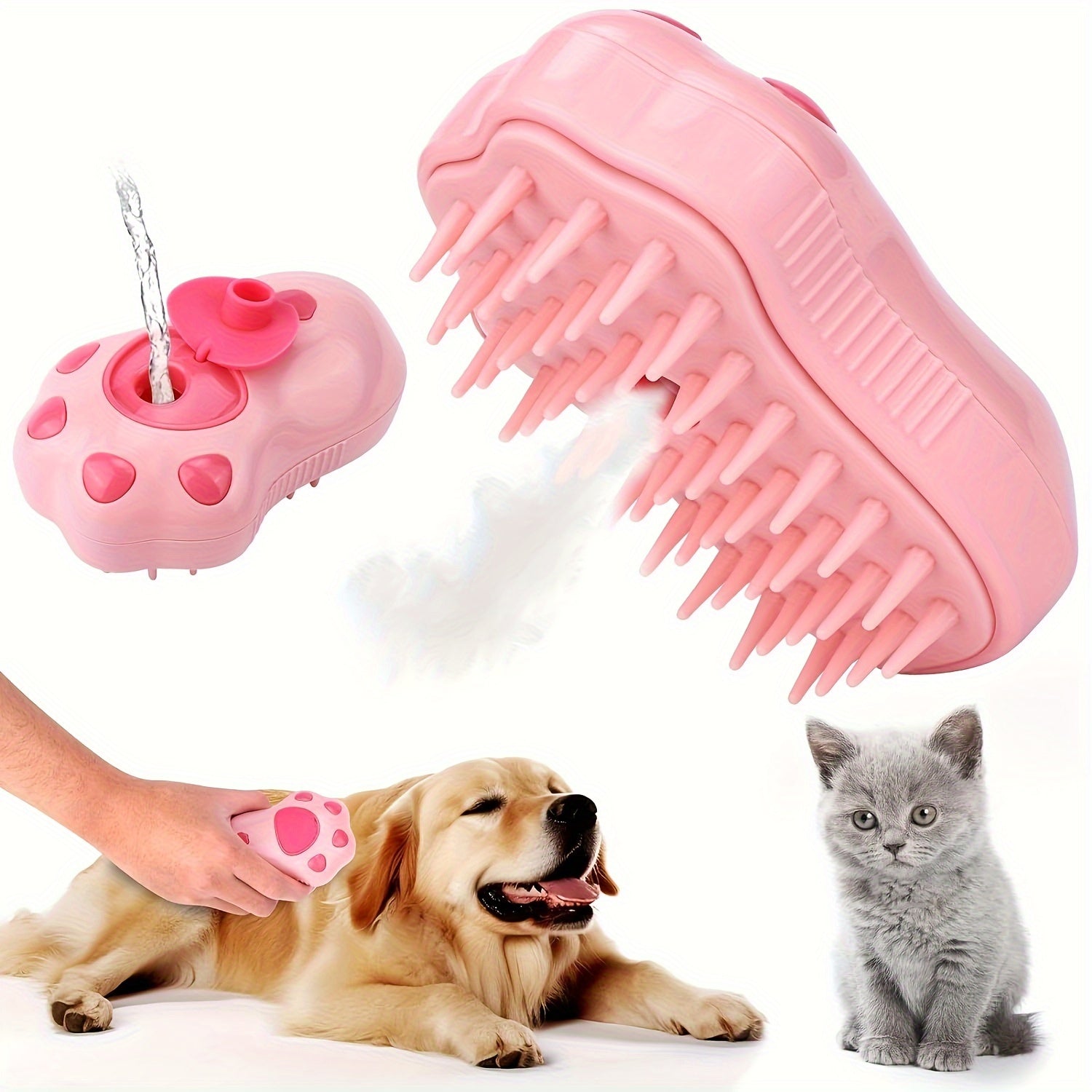 1pc, Steam Cat Brush, 3-in-1 Electric Pet Grooming Tool