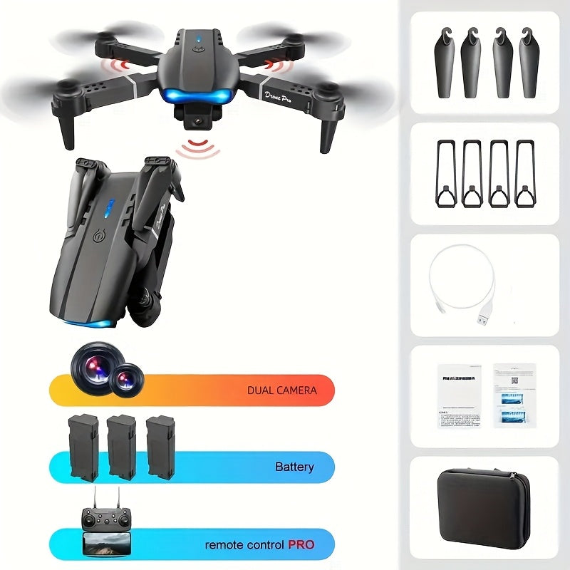 Riyufa E99 Dual Camera Drone with Wi-Fi, Remote Control - Indoor Flight Toy, Perfect for Beginners, Includes 3 Batteries & Mobile App - Ideal Gift for Halloween, Christmas, New Year, RIYUFA