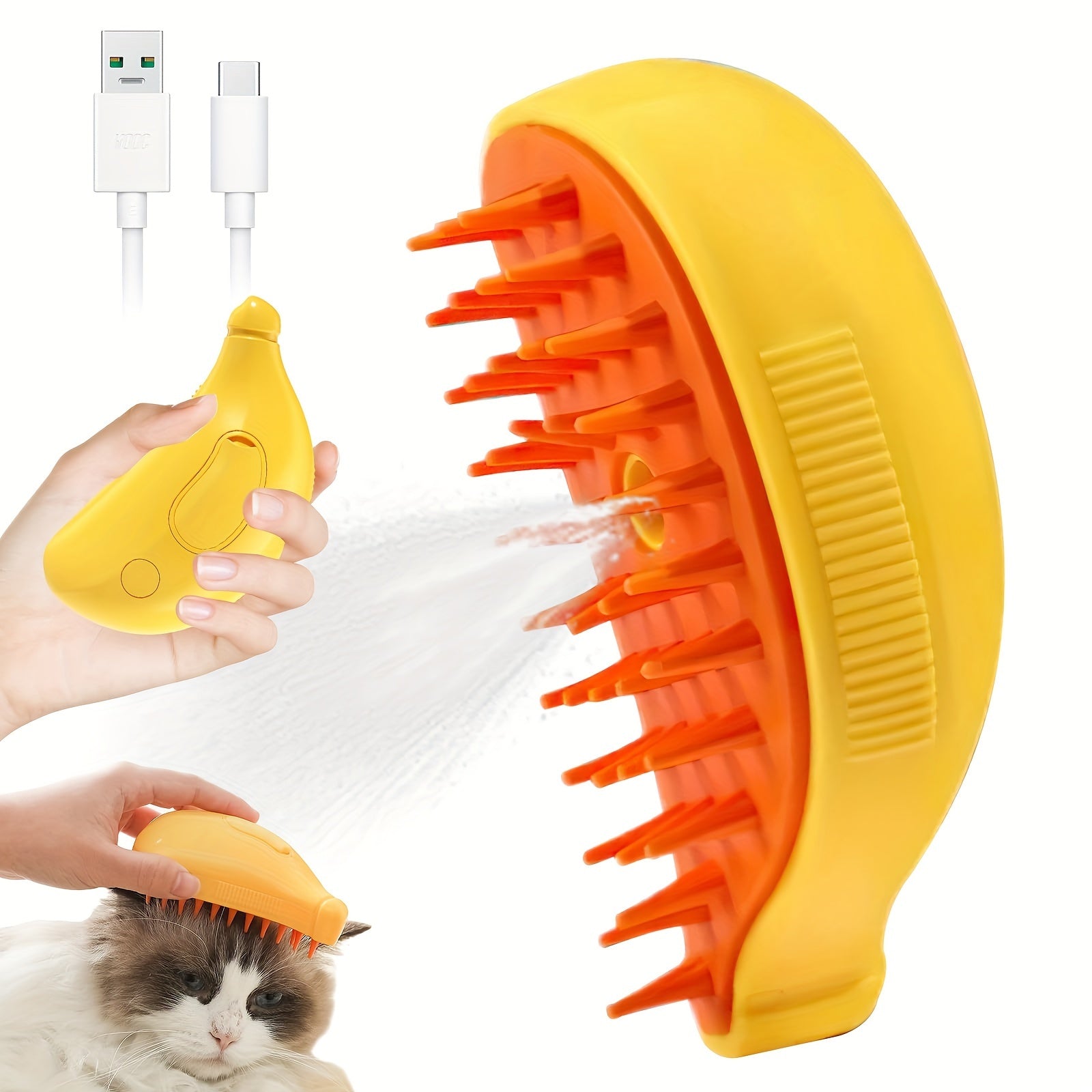 Cat Steam Brush, Self Cleaning Steam Cat Brush for Removing Tangled and Loose Hair, Steamy Cat Brush for Massage, Pet Hair Removal Comb for Cat and Dog