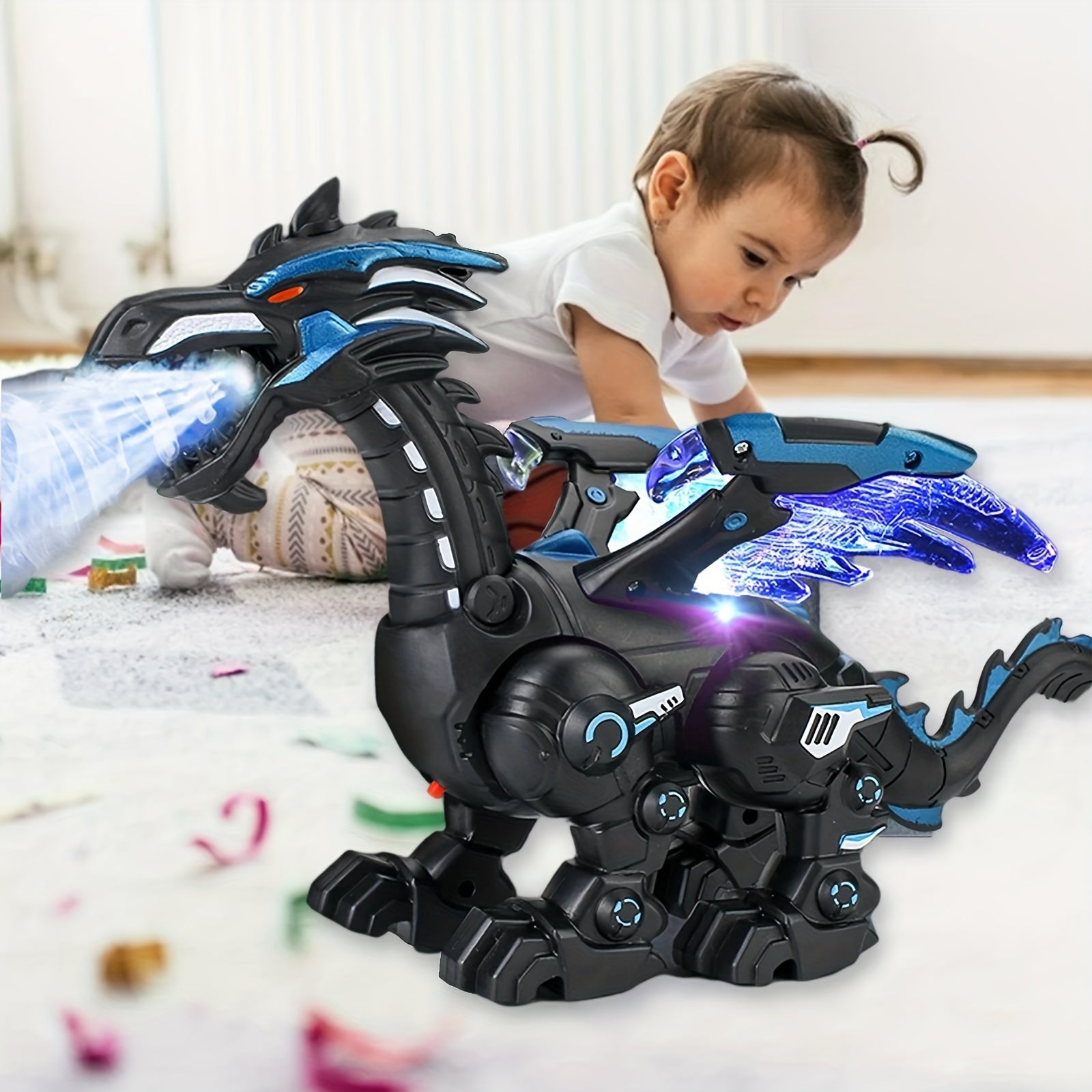 Electric Spray Mechanical Dinosaur 'S Mechanical War Dragon Can Breathe Fire Dinosaur Toy Simulation Model, Send Halloween, Christmas And Birthday Gifts