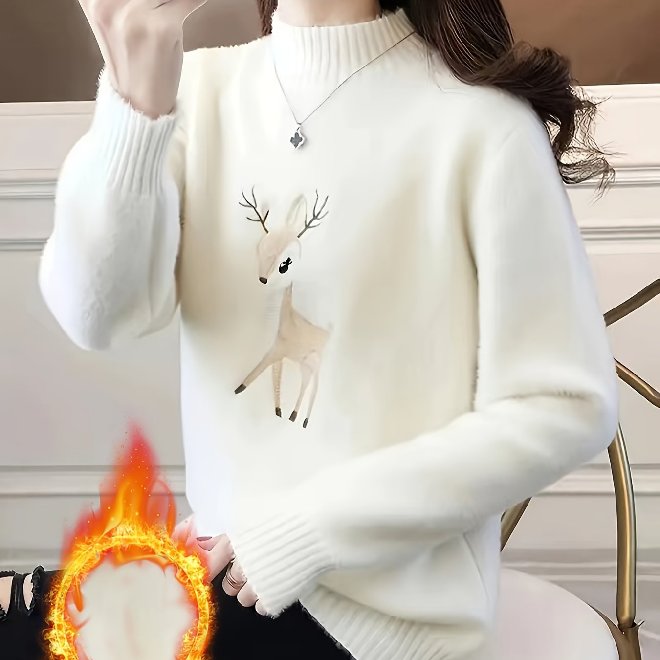 1pc YOUNG Style High Neck Long Sleeve Jersey Knit Fabric