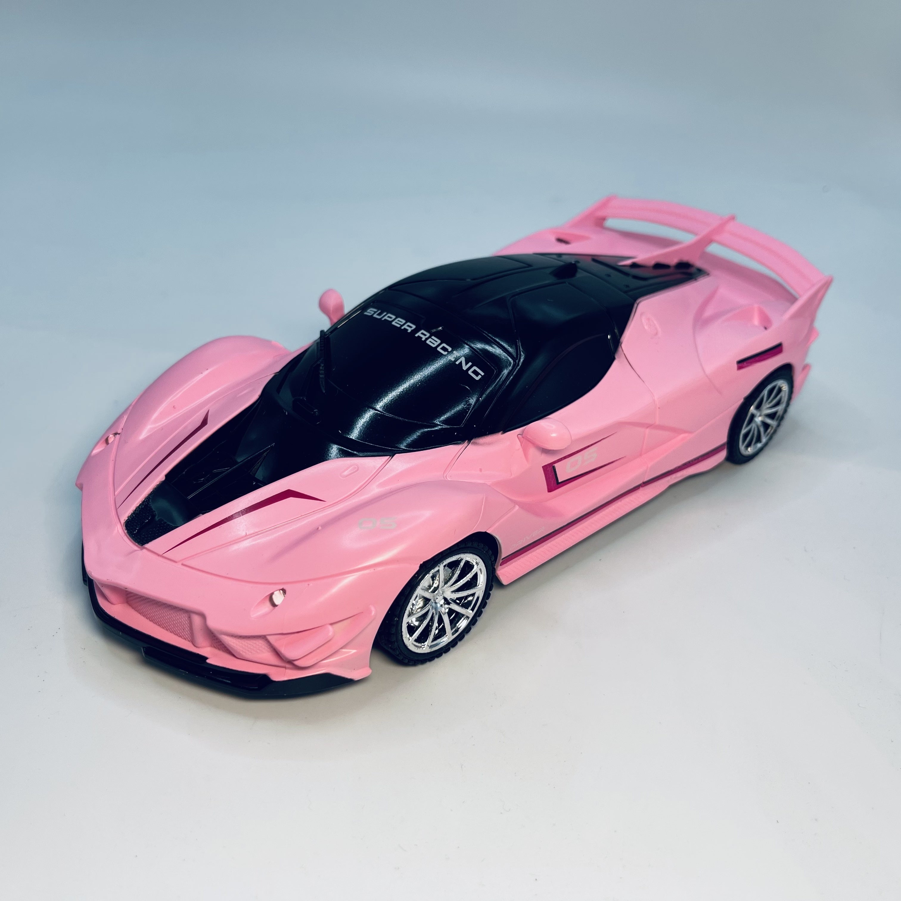 Pink Fantasy Sports Car Remote Control Toy, Battery-Powered Racing Car with Flashing Light, Push Button Control, Military & Cartoon Themed, Plastic Material, for Kids Holiday Gift