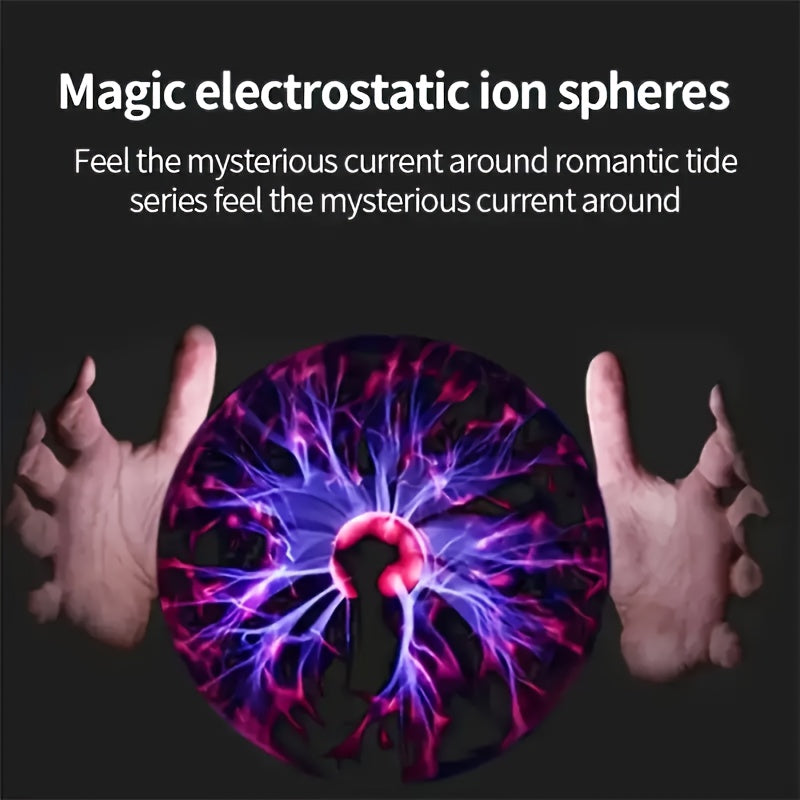 Interactive Plasma Globe light source with Touch & Sound Control - USB Powered, Polished Finish, Ideal for Bedroom Decor