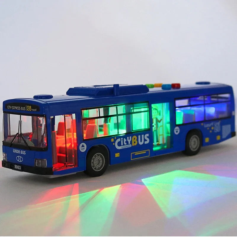 High Quality Simulation Bus Large Size Drop-resistant Light Music Inertia Bus Model Pull Back Car Educational Toys Gifts