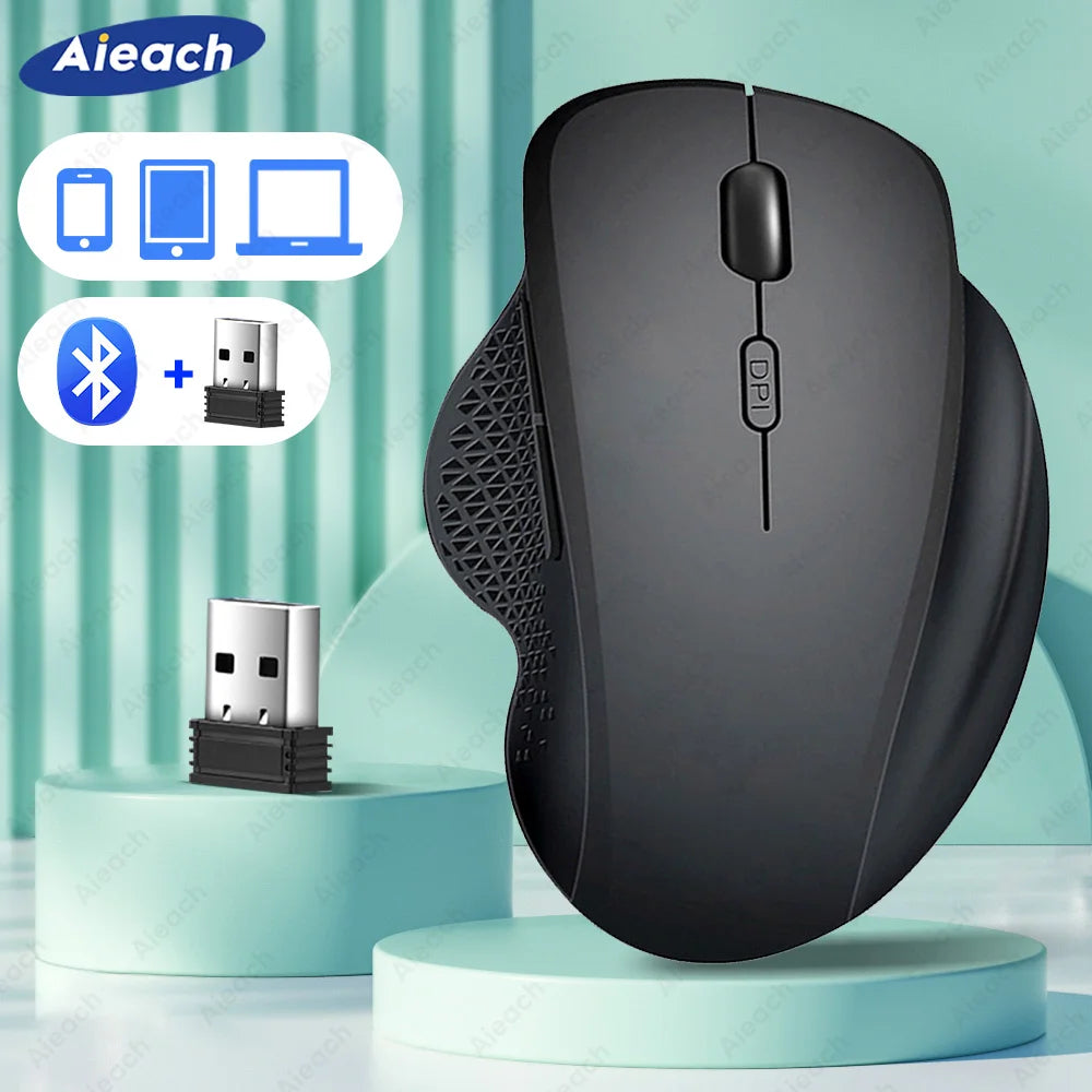 Dual Mode Wireless Mouse For Laptop/Notebook/Mac/Chromebook 1600 DPI Rechargeable Ergonomic Bluetooth Mouse For iPad/Tablet