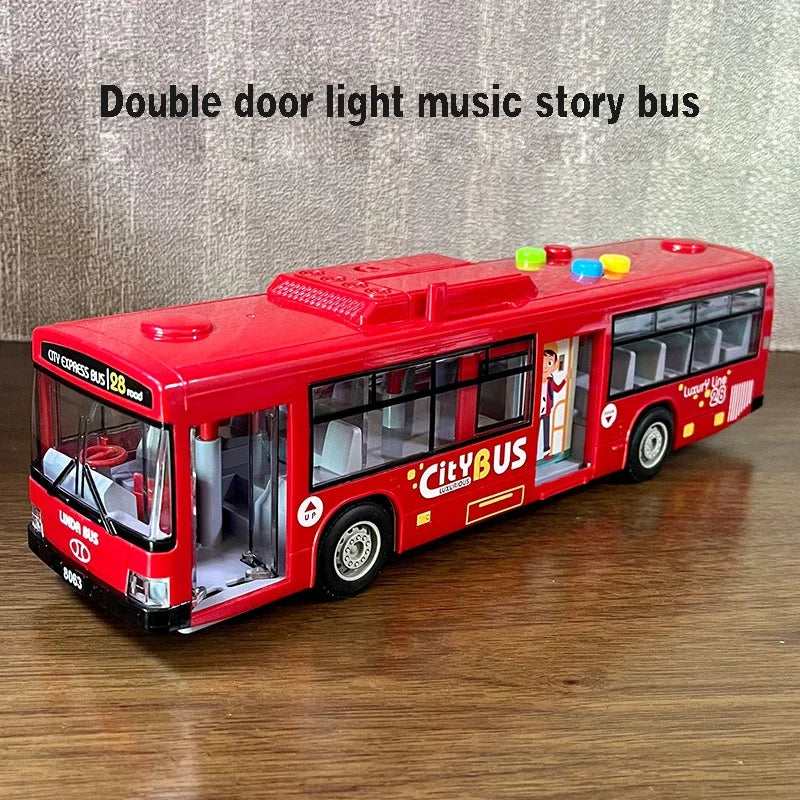 High Quality Simulation Bus Large Size Drop-resistant Light Music Inertia Bus Model Pull Back Car Educational Toys Gifts