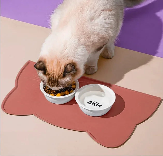 Non-Slip Pet Silicone Food Mat Bowl Pad Leak-Proof Feeding Mats Cushion for Cats Dogs Pet Cat Feeder Dog Bowl Pet Accessories