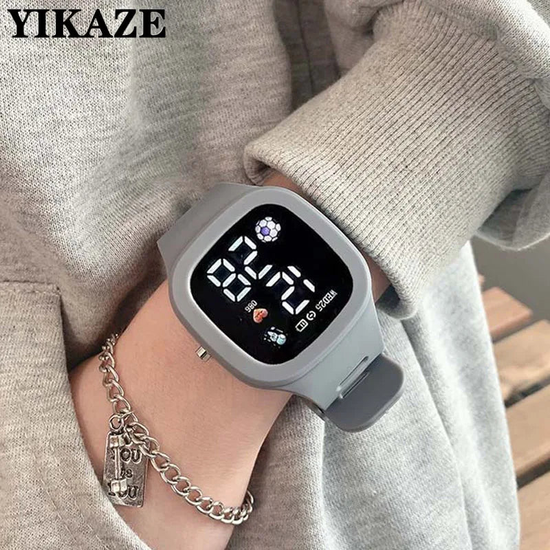 Simple Women's Watch Waterproof Football Big Square Dial LED Digital Sport Watch Clock Silicone Electronic Watches for Men Women