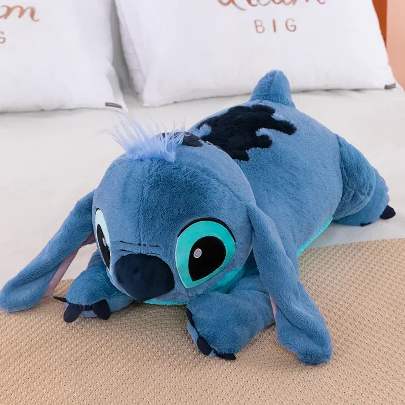 45/60/80cm Stitch Doll Disney Plush Toys Lilo&Stitch Plush Stuffed Doll Soft Pillow Prone Posture Dark/Light Blue Cute Toy Gifts