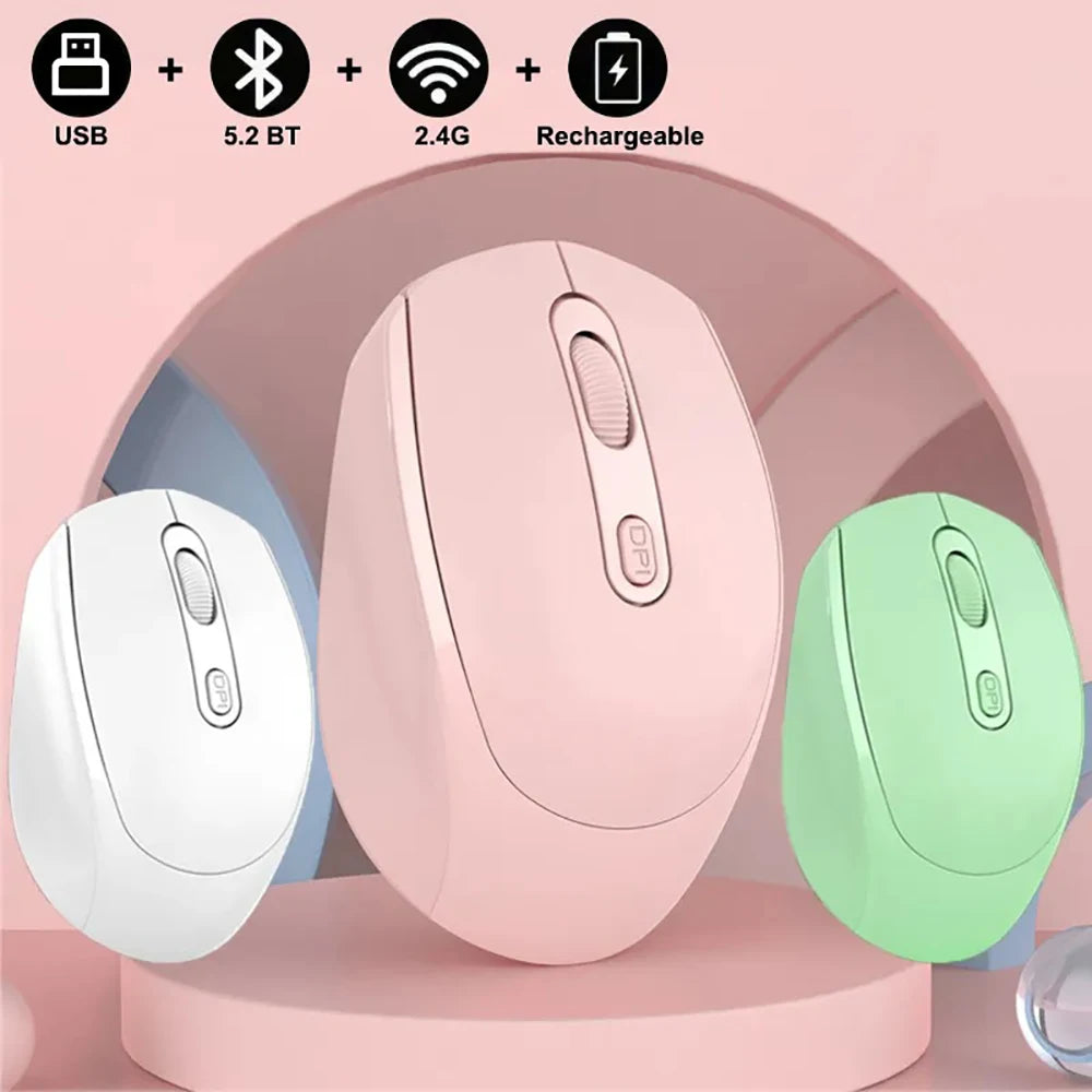 Wireless Silent Mouse Suitable For Business Office Esports Games Bluetooth 5.2 2.4G Dual Mode Mice Ergonomics Rechargeable Mouse