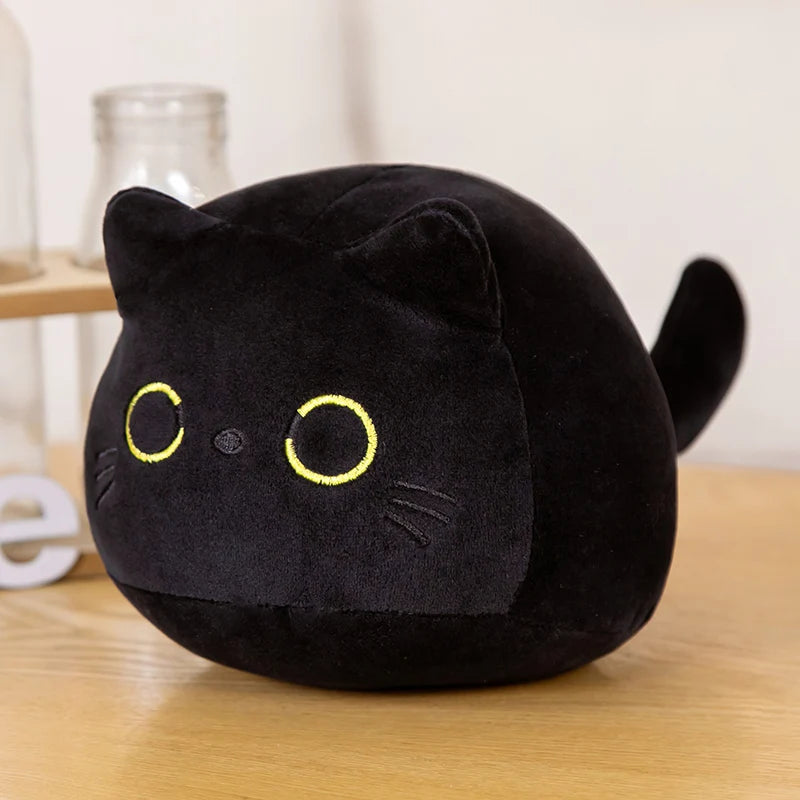 9cm-70cm Kawaii Big Size Plush Cat Pillow Round Black Cat Bed Cushion Sleeping Toys Stuffed Soft Animal Dolls Kids Birthday Gift