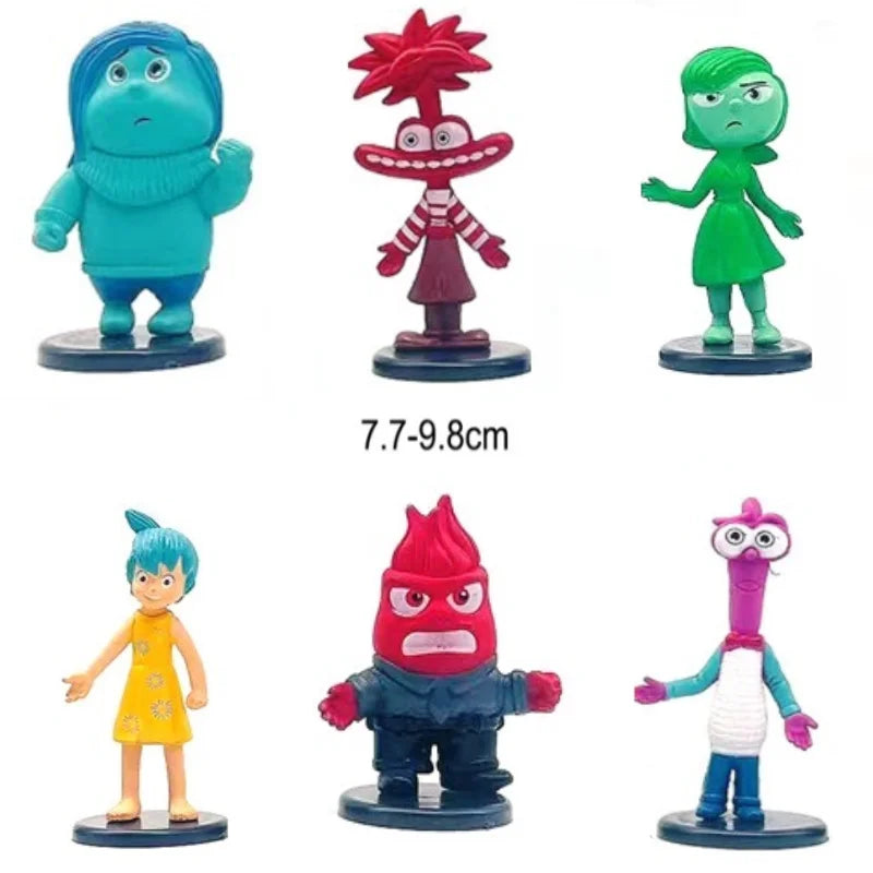 6Pcs/Set New Inside Out 2 Action Figure Toy Cartoon Movie Joy Anxiety Anger Sadness Disgust Fear Model Doll Figurines Kids Gift