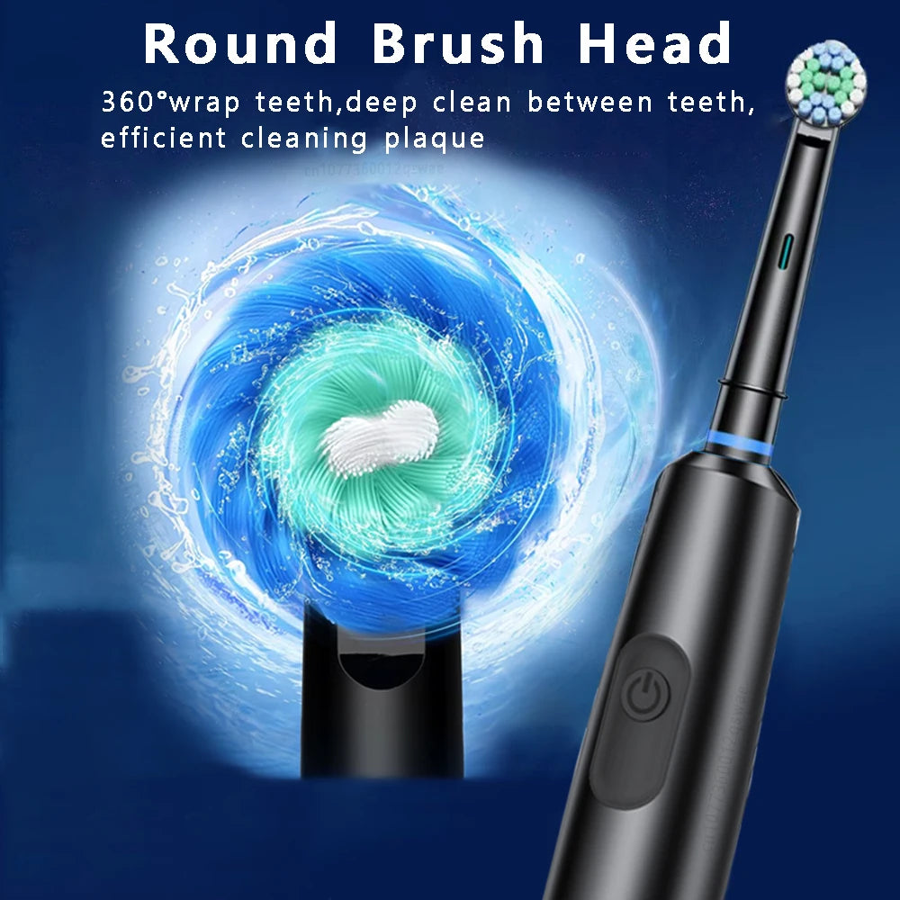 Smart Electric Toothbrush Rechargeable Rotary Tooth Brush for Adults Deep Teeth Cleaning with 8 Soft Brush Heads Oral Care