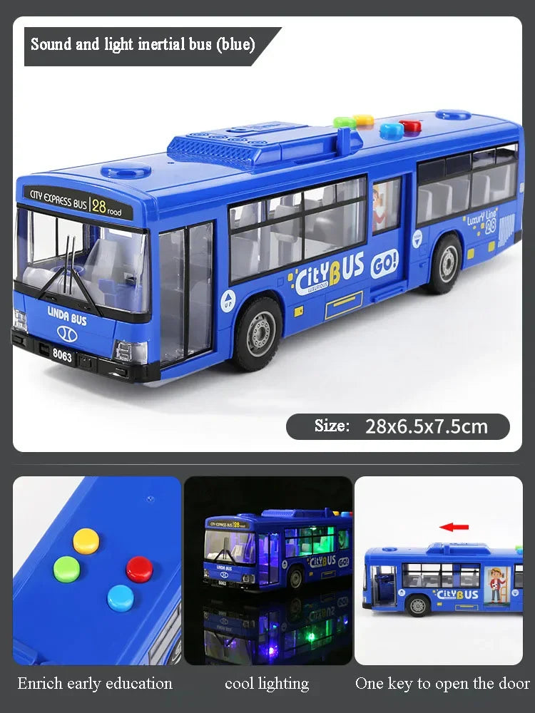 High Quality Simulation Bus Large Size Drop-resistant Light Music Inertia Bus Model Pull Back Car Educational Toys Gifts