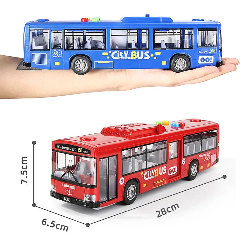 High Quality Simulation Bus Large Size Drop-resistant Light Music Inertia Bus Model Pull Back Car Educational Toys Gifts