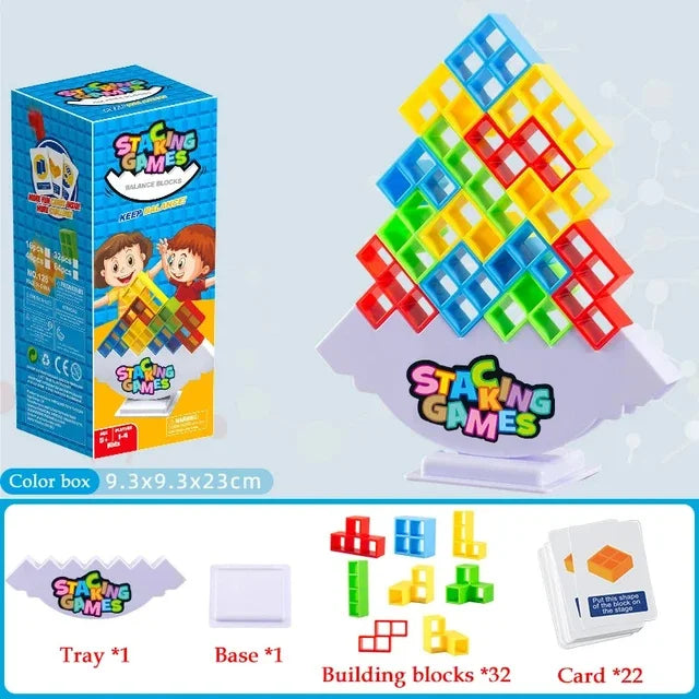 64PCS Tetra Tower Fun Balance Stacking Building Blocks Board Game for Kids Adults Friends Team Dorm Family Game Night and Partie