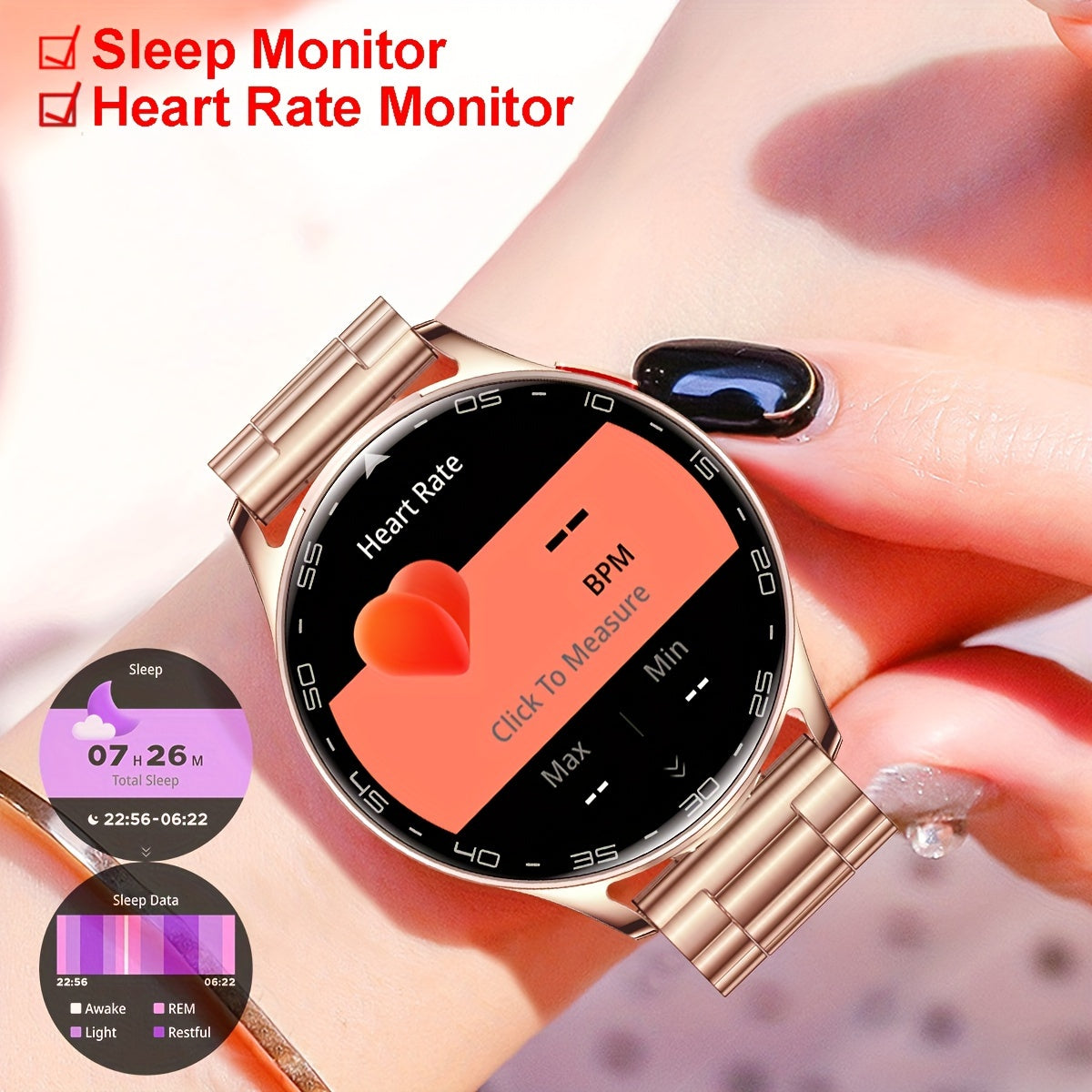 Women'S Smart Watch, Built-In Wireless Earphones, Phone Reminder, Music Playback, Multiple Sports Modes, Fitness Watch, Sports And Fashion Style, Perfect Gift for Girlfriend Or Wife