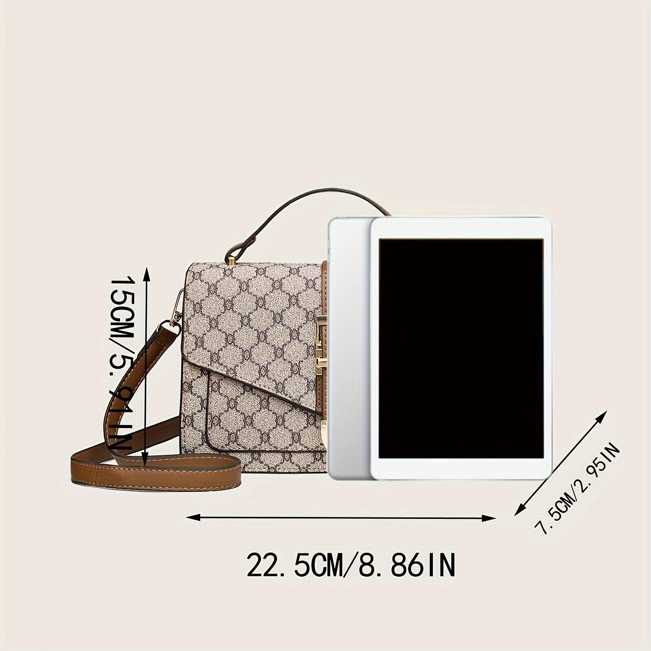 Trendy Classic Square Crossbody Bag, Retro Top Handle Purse, Women's Flap Crossbody Bag