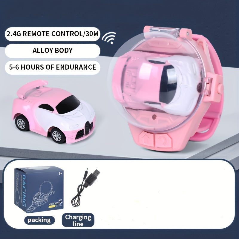 Mini Remote Control Car Watch Toy 2.4 GHz Cute Wrist Racing Watch, USB Charging Cartoon Remote Control Car, Interactive Game Toys, Boys And Girls Birthday Presents Halloween Christmas Gifts