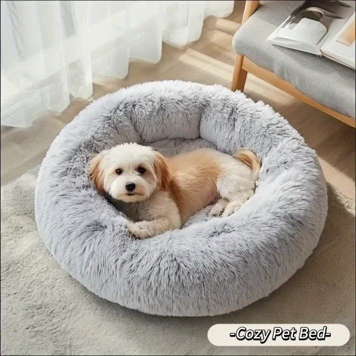 Calming Dog & Cat Bed, Donut Cuddler Warming Cozy Soft Round Bed, Fluffy Faux Fur Plush Cushion Bed For Small Medium And Large Dogs And Cats (40.64cm/50.8cm/60.96cm/71.12cm/78.74cm/99.06cm)