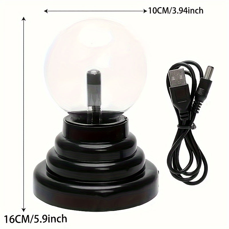 Interactive Plasma Globe light source with Touch & Sound Control - USB Powered, Polished Finish, Ideal for Bedroom Decor