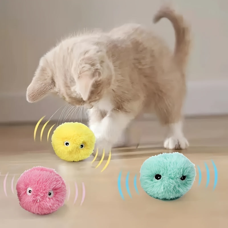 Interactive Cat Plush Toy Ball - Fun Training Toy With Squeaky Sound For Pets