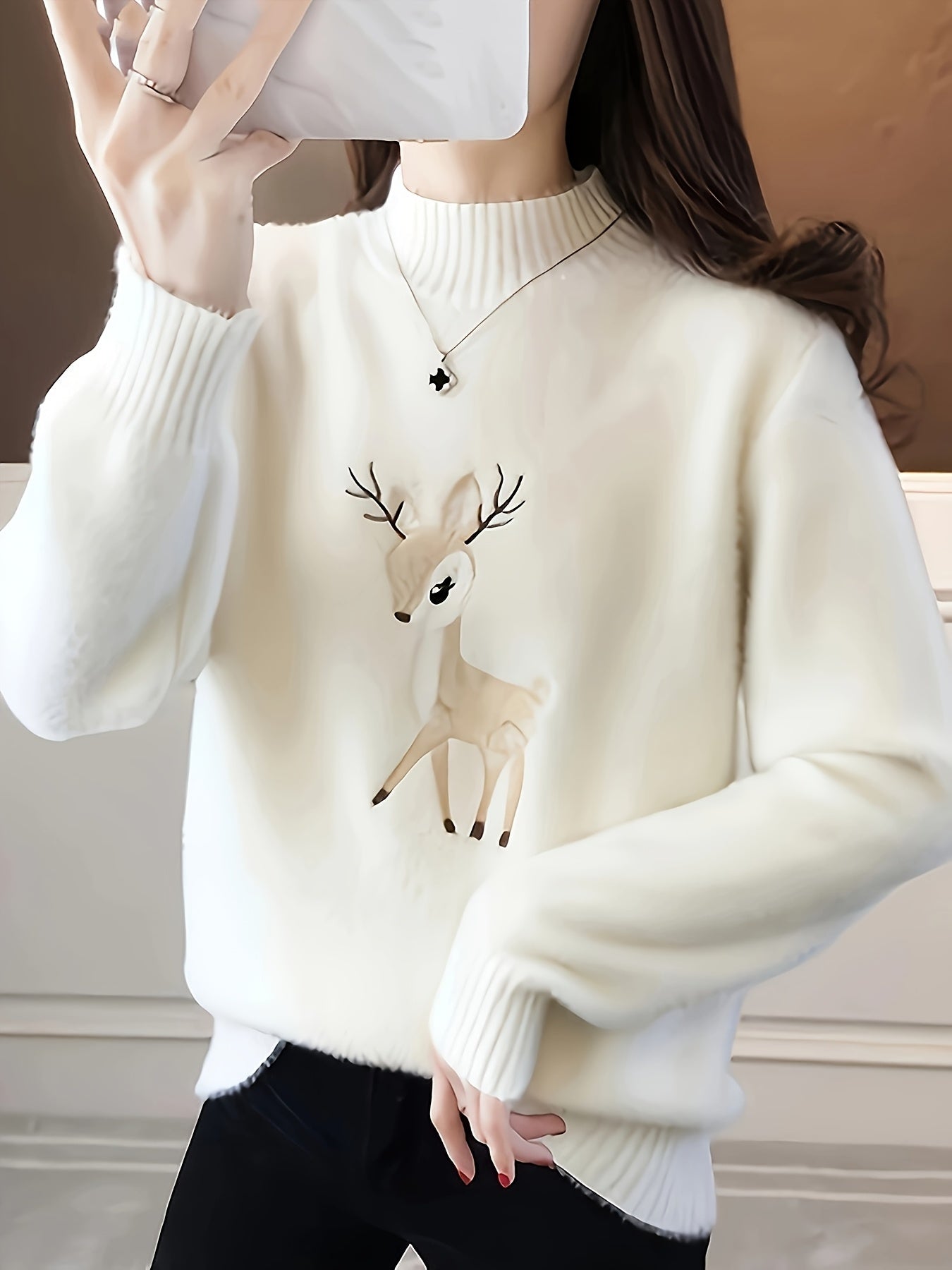 1pc YOUNG Style High Neck Long Sleeve Jersey Knit Fabric