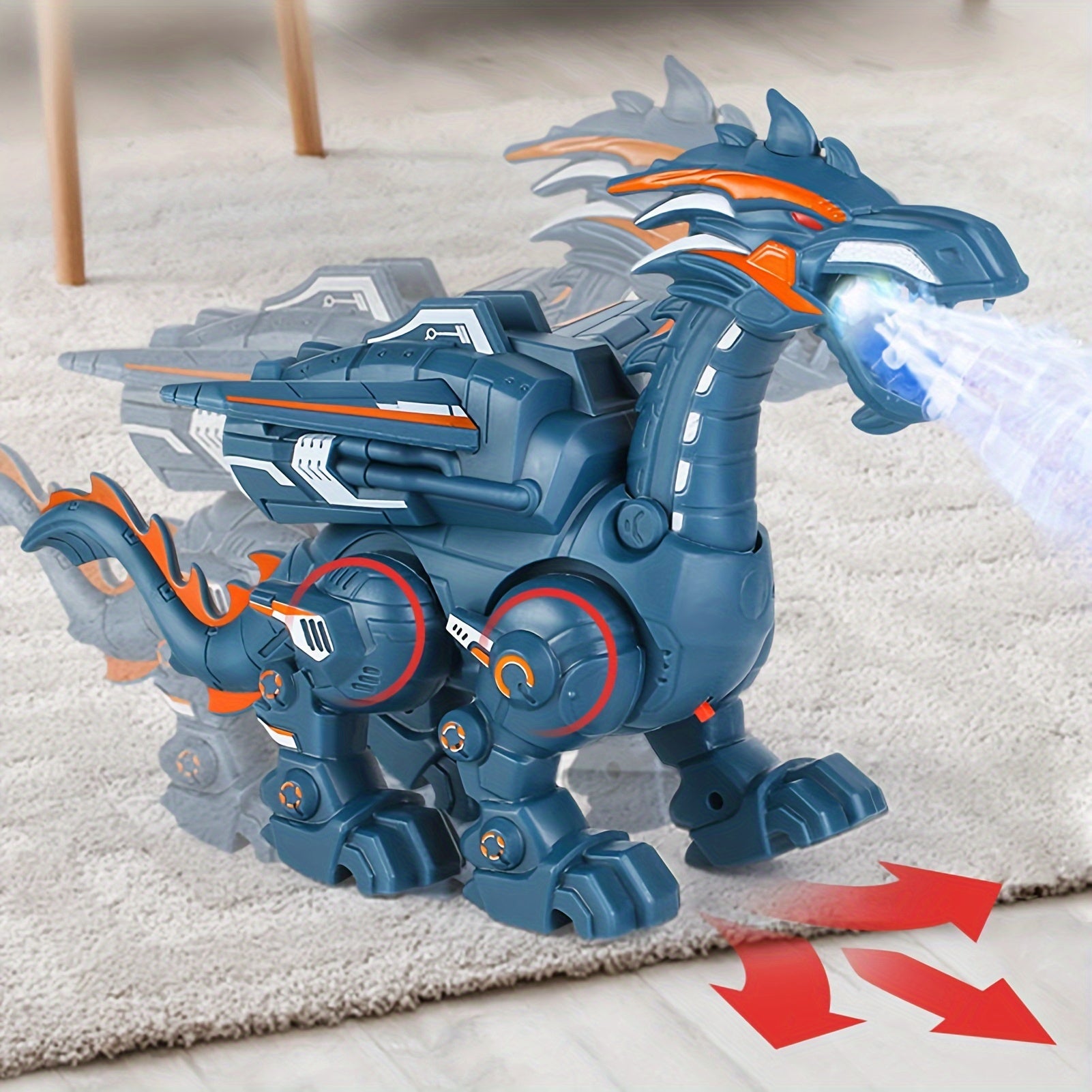 Electric Spray Mechanical Dinosaur 'S Mechanical War Dragon Can Breathe Fire Dinosaur Toy Simulation Model, Send Halloween, Christmas And Birthday Gifts