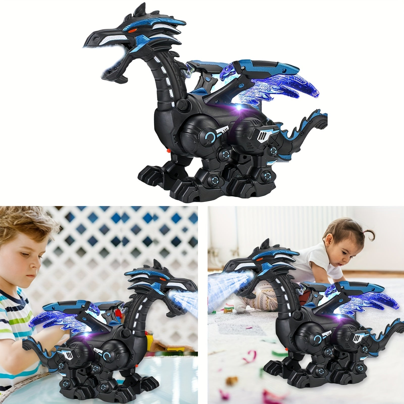 Electric Spray Mechanical Dinosaur 'S Mechanical War Dragon Can Breathe Fire Dinosaur Toy Simulation Model, Send Halloween, Christmas And Birthday Gifts