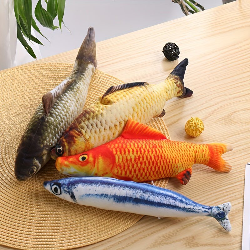 1pc Pet Cute Fish Design Cat Teaser Plush Toy