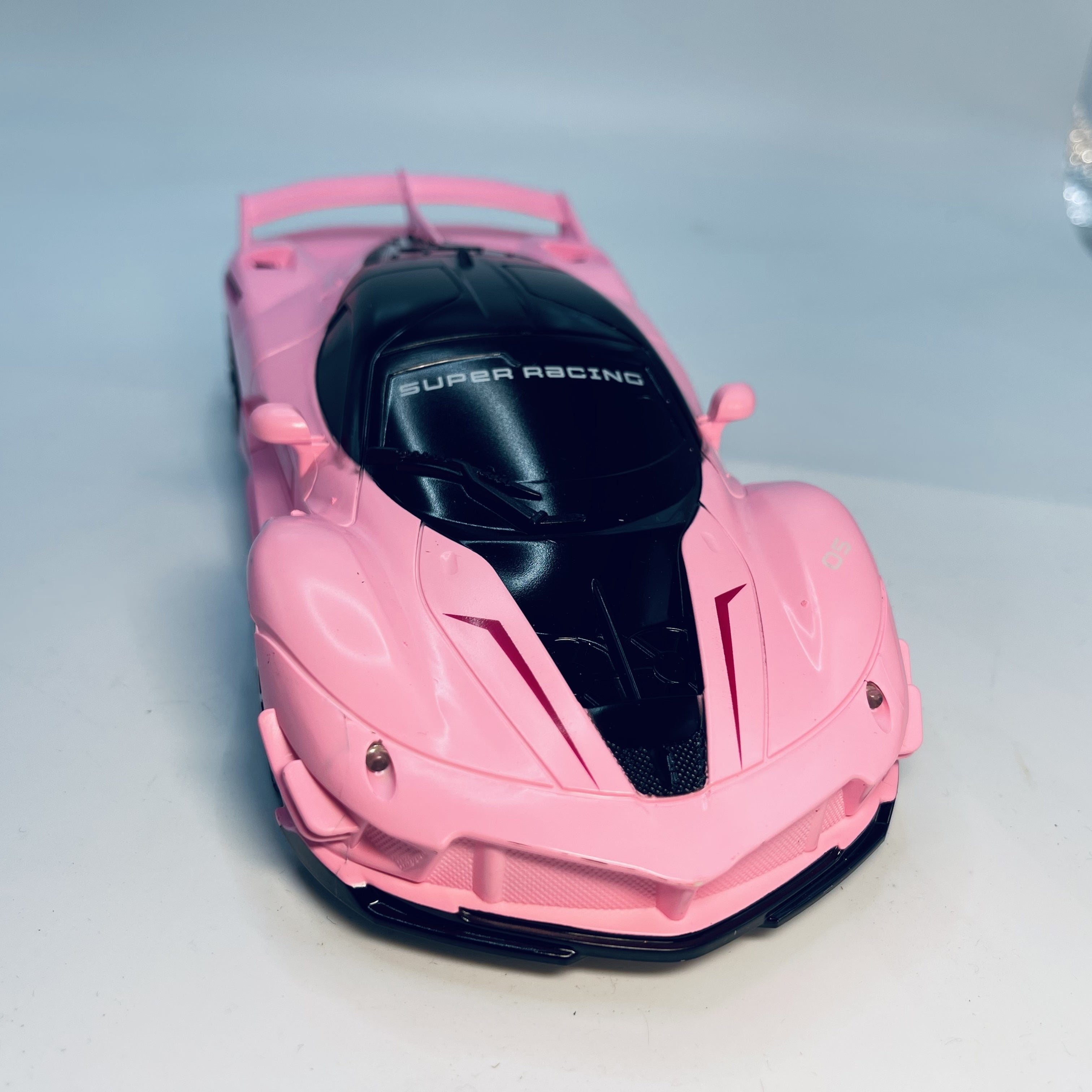 Pink Fantasy Sports Car Remote Control Toy, Battery-Powered Racing Car with Flashing Light, Push Button Control, Military & Cartoon Themed, Plastic Material, for Kids Holiday Gift