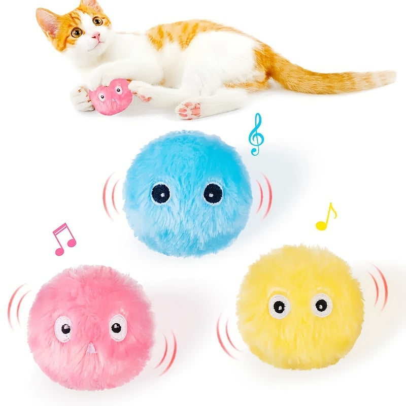 Interactive Cat Plush Toy Ball - Fun Training Toy With Squeaky Sound For Pets