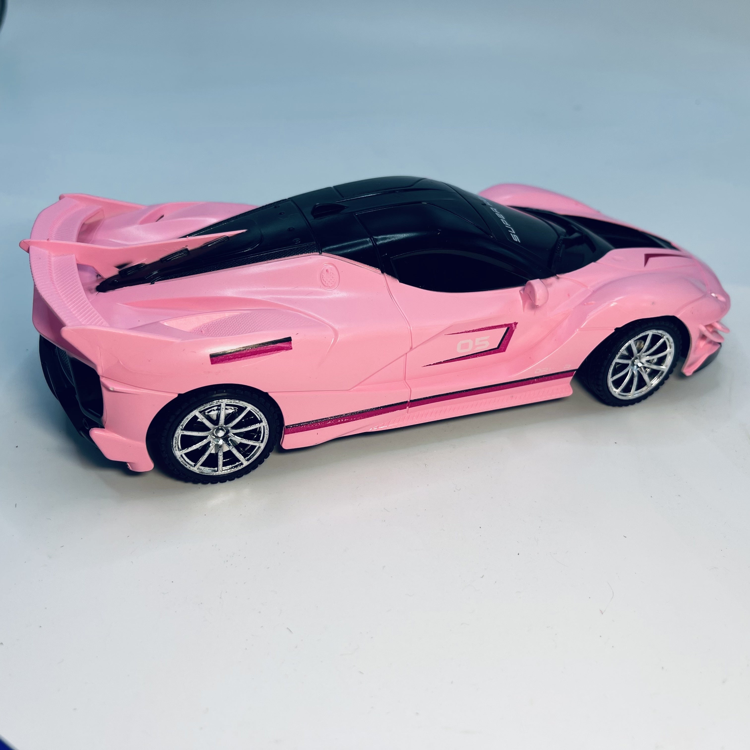 Pink Fantasy Sports Car Remote Control Toy, Battery-Powered Racing Car with Flashing Light, Push Button Control, Military & Cartoon Themed, Plastic Material, for Kids Holiday Gift