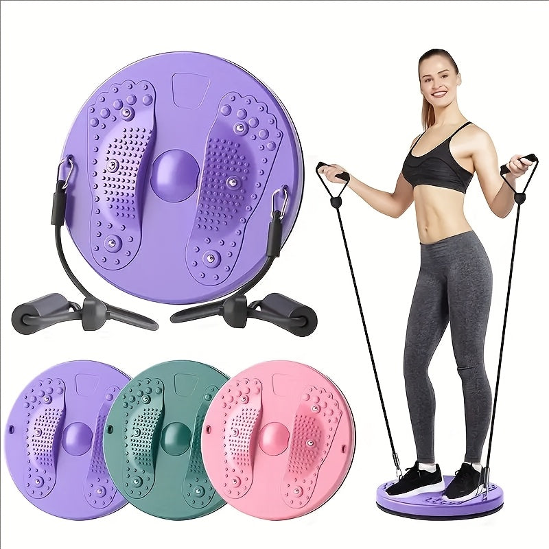 Magnetic Twist Board with Resistance Bands, Uncharged ABS Fitness Foot Massager, Yoga Waist Trainer, Balance and Strength Training, with Resistance Bands for Waist, Hips, and Legs, for Valentine's, Women's, Mother'S Day, Chri