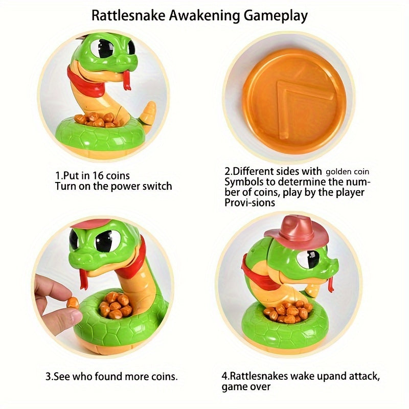 Hilarious Rattlesnake Game - Steal the Golden Coin Before He Strikes, Novelty Green Plastic Toy