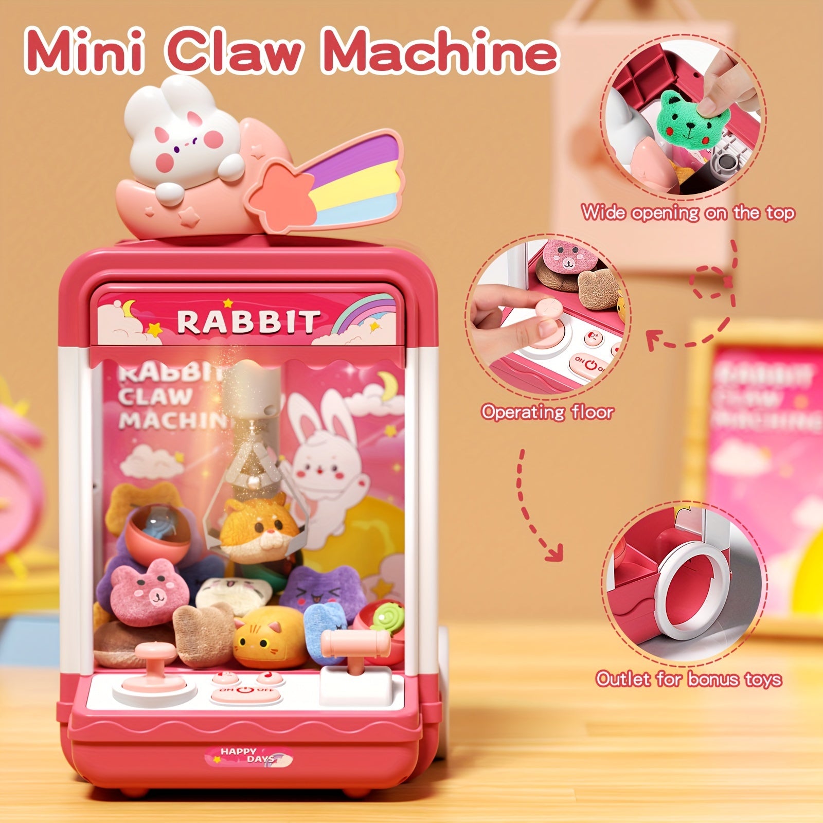 Jovow, Claw Machine Toy, Party Clip Doll Gashapon Machine, Pretend to Play Claw Machine, Home or Party Activity Game Machine, Send 10 Random Dolls and 10 Gashapon, Exercise Hand-Eye Coordination, Birthday Halloween Gift Thank