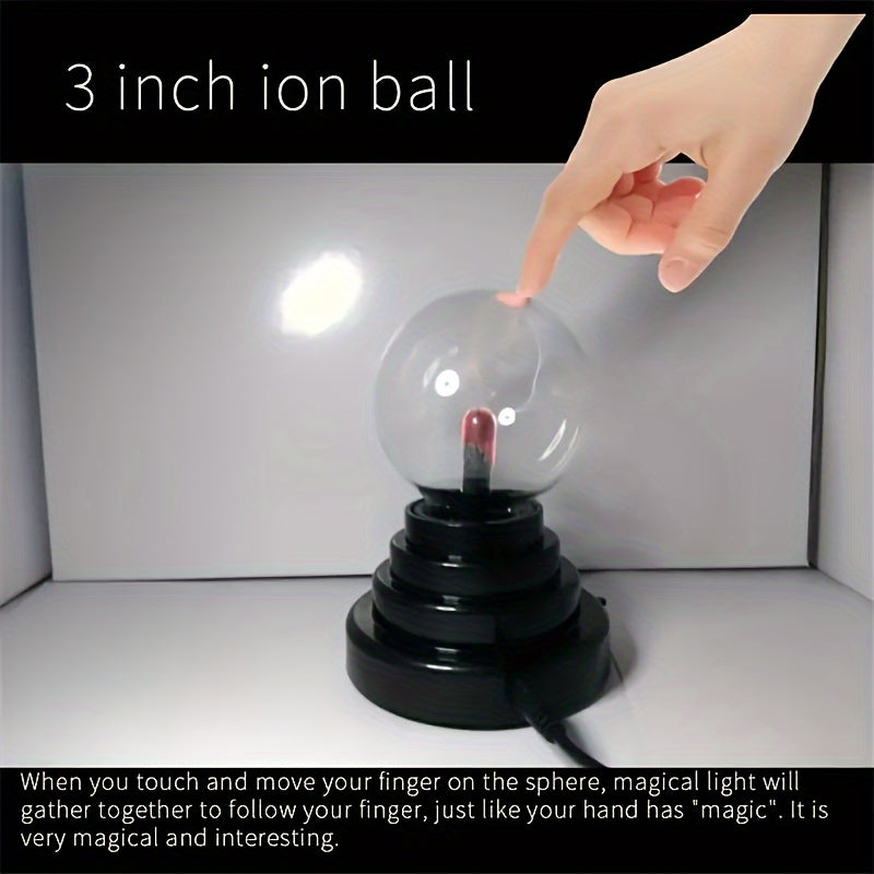 Interactive Plasma Globe light source with Touch & Sound Control - USB Powered, Polished Finish, Ideal for Bedroom Decor