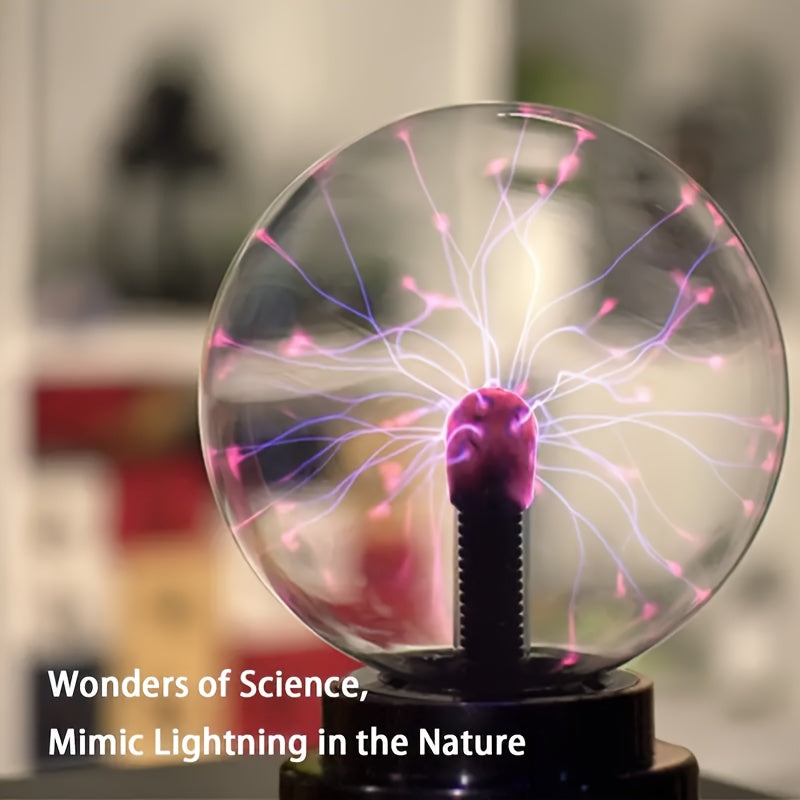 Interactive Plasma Globe light source with Touch & Sound Control - USB Powered, Polished Finish, Ideal for Bedroom Decor