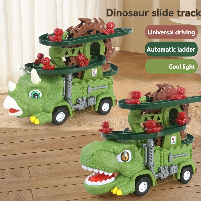 Tyrannosaurus Rex Light Music Slide Track Car, Youngsters's Educational Assembly Toy Car, Dinosaur Toy Car, Suitable for Christmas Gifts for Youngsters, Thanksgiving Electric Toys, Batteries Not Included